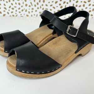 MIA Black Leather Anja Sandal Clogs Size 38